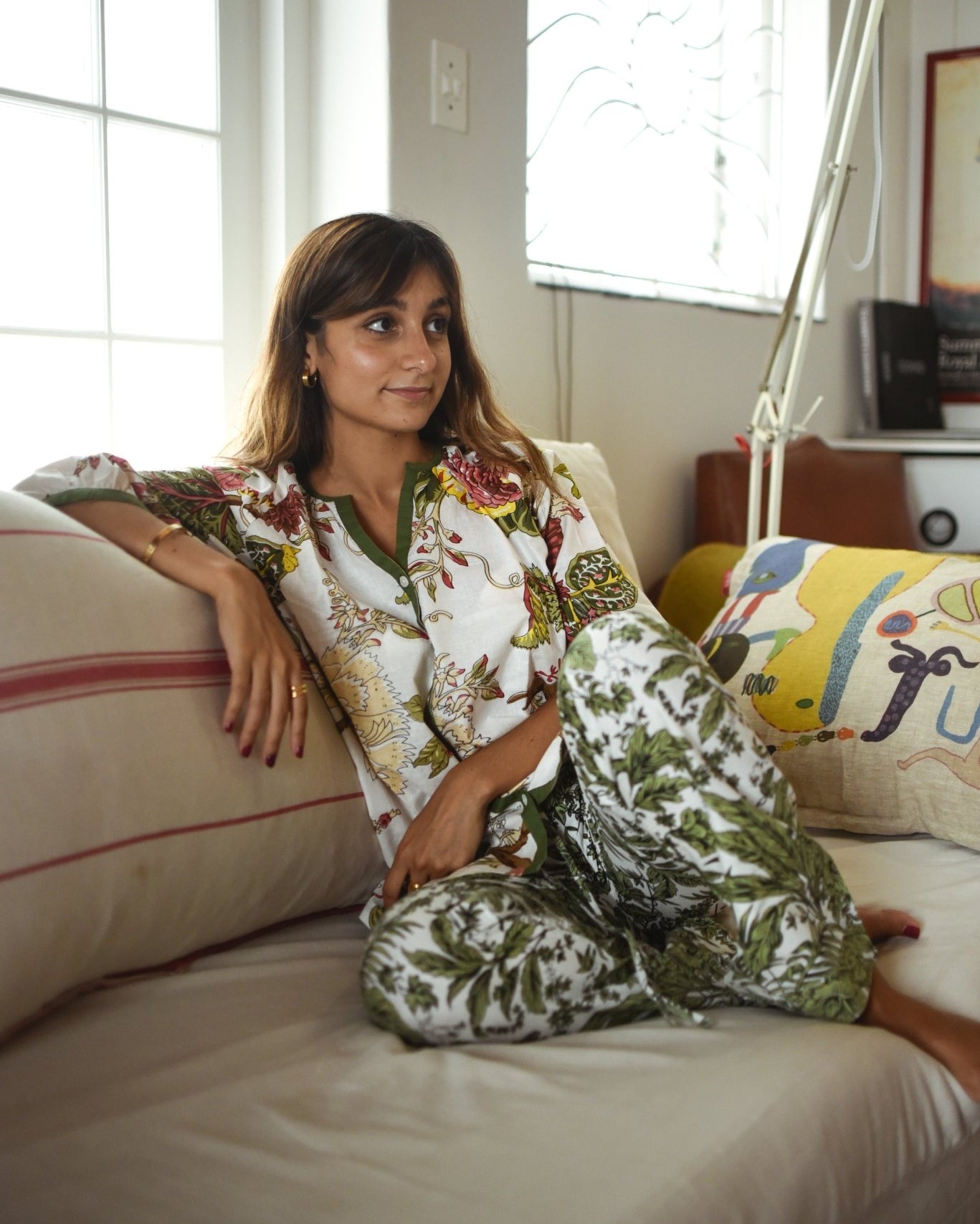 French Pyjamas - Green Floral - Gawjus New Zealand