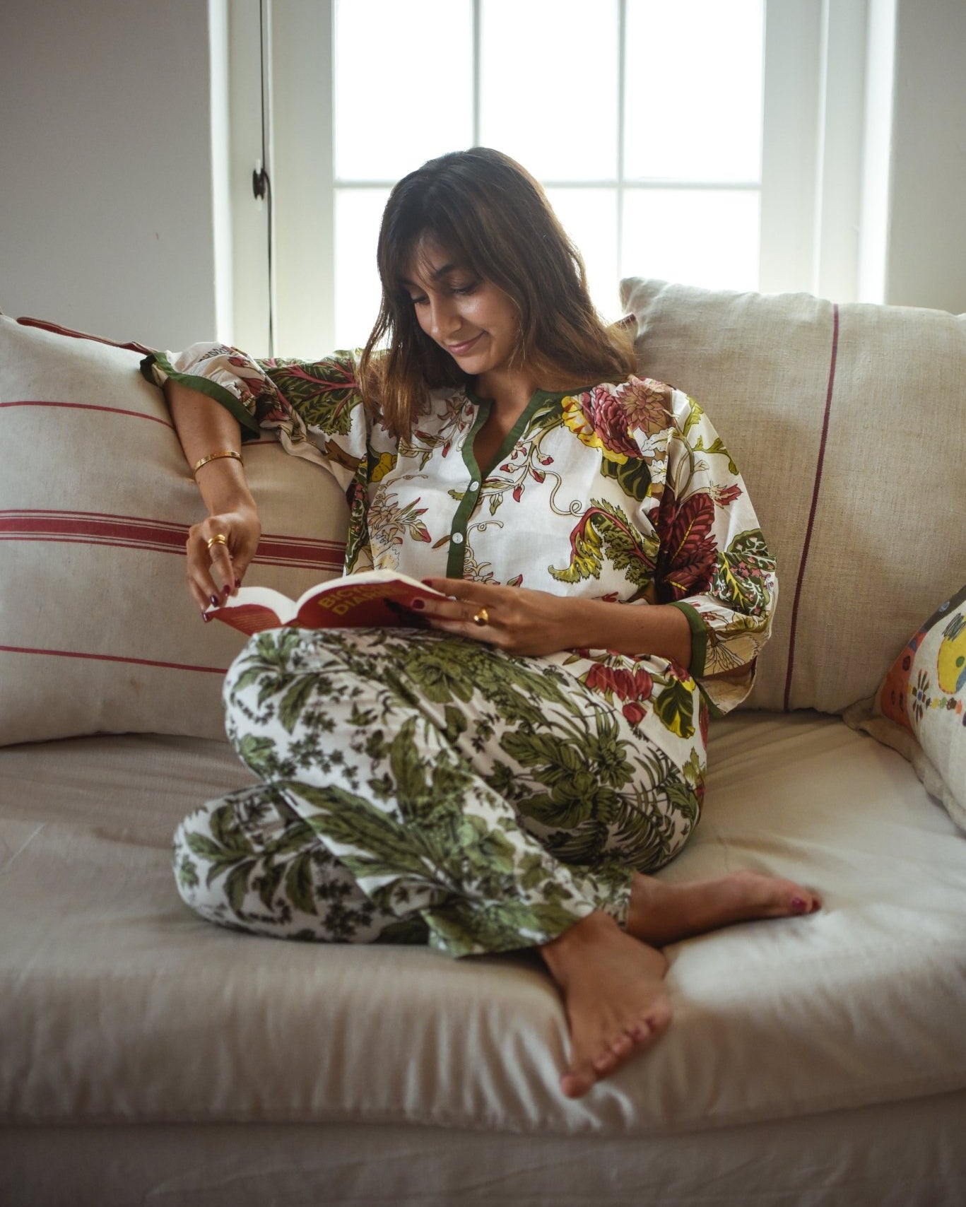 French Pyjamas - Green Floral - Gawjus New Zealand