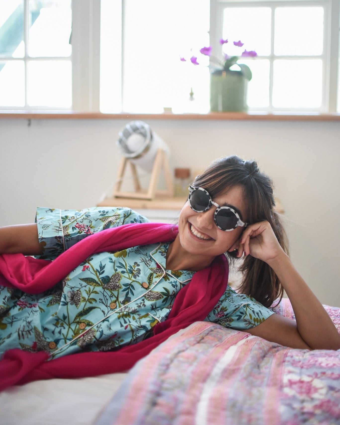 Shorty Pyjamas - Turq Flower - Gawjus New Zealand