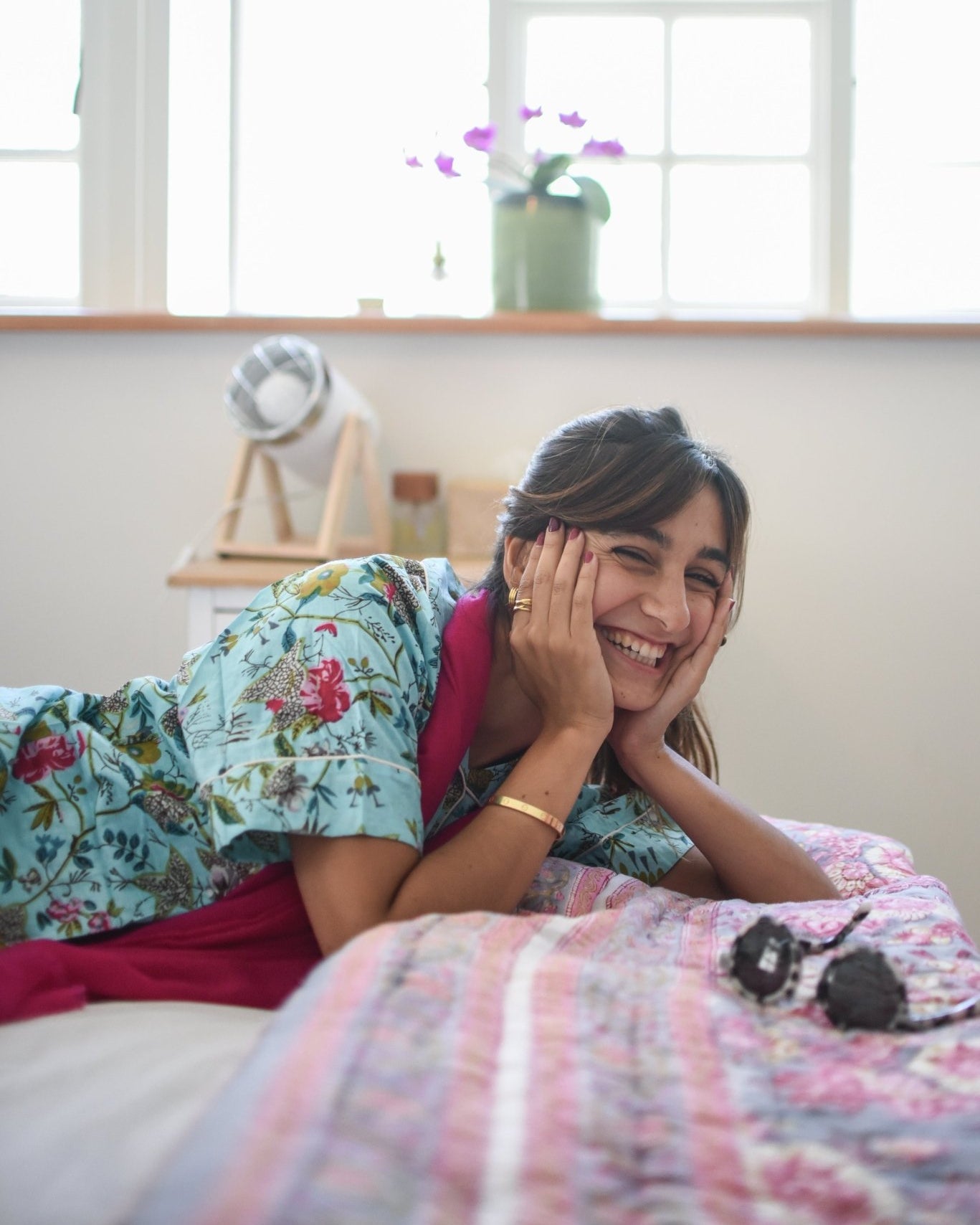 Shorty Pyjamas - Turq Flower - Gawjus New Zealand