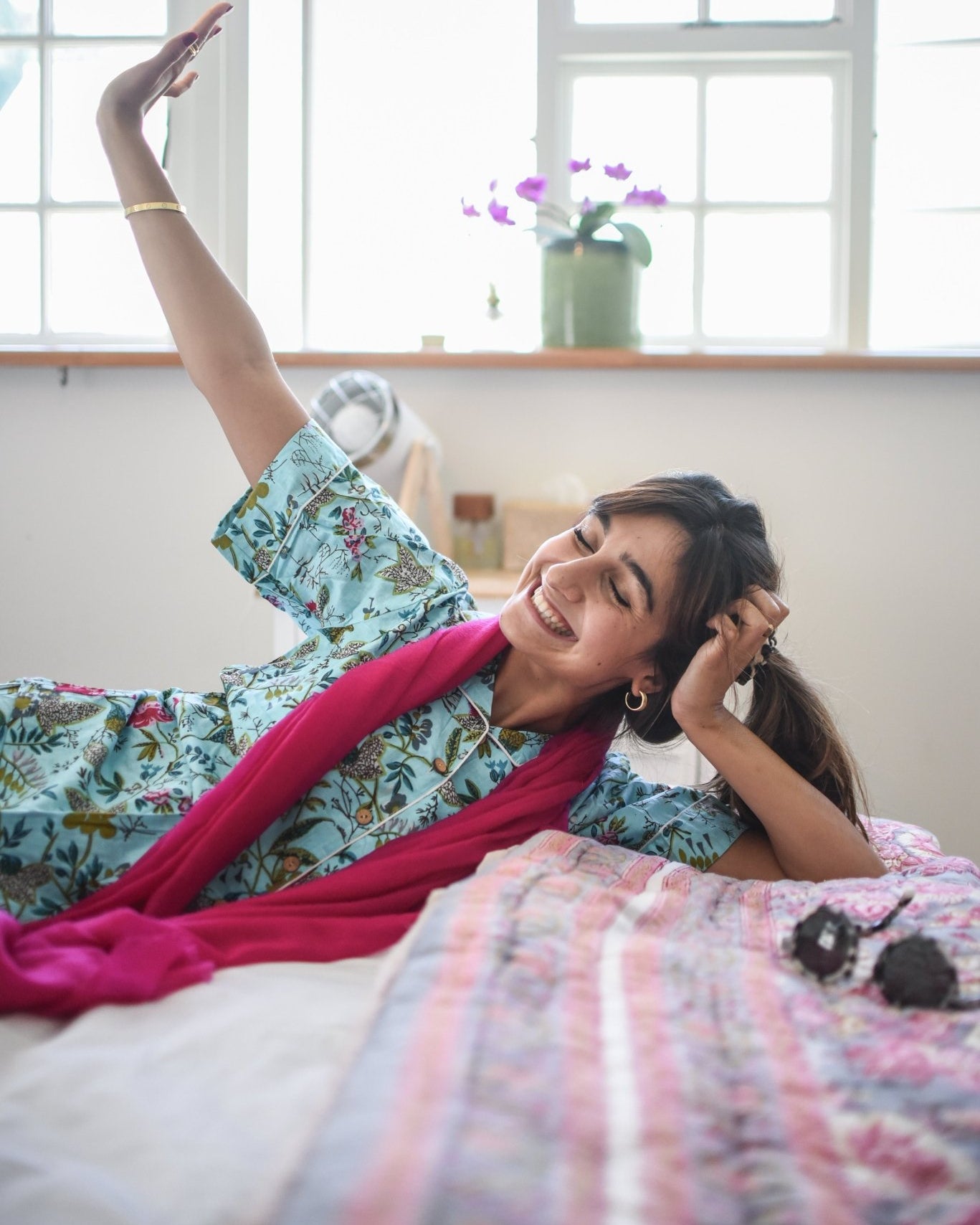 Shorty Pyjamas - Turq Flower - Gawjus New Zealand