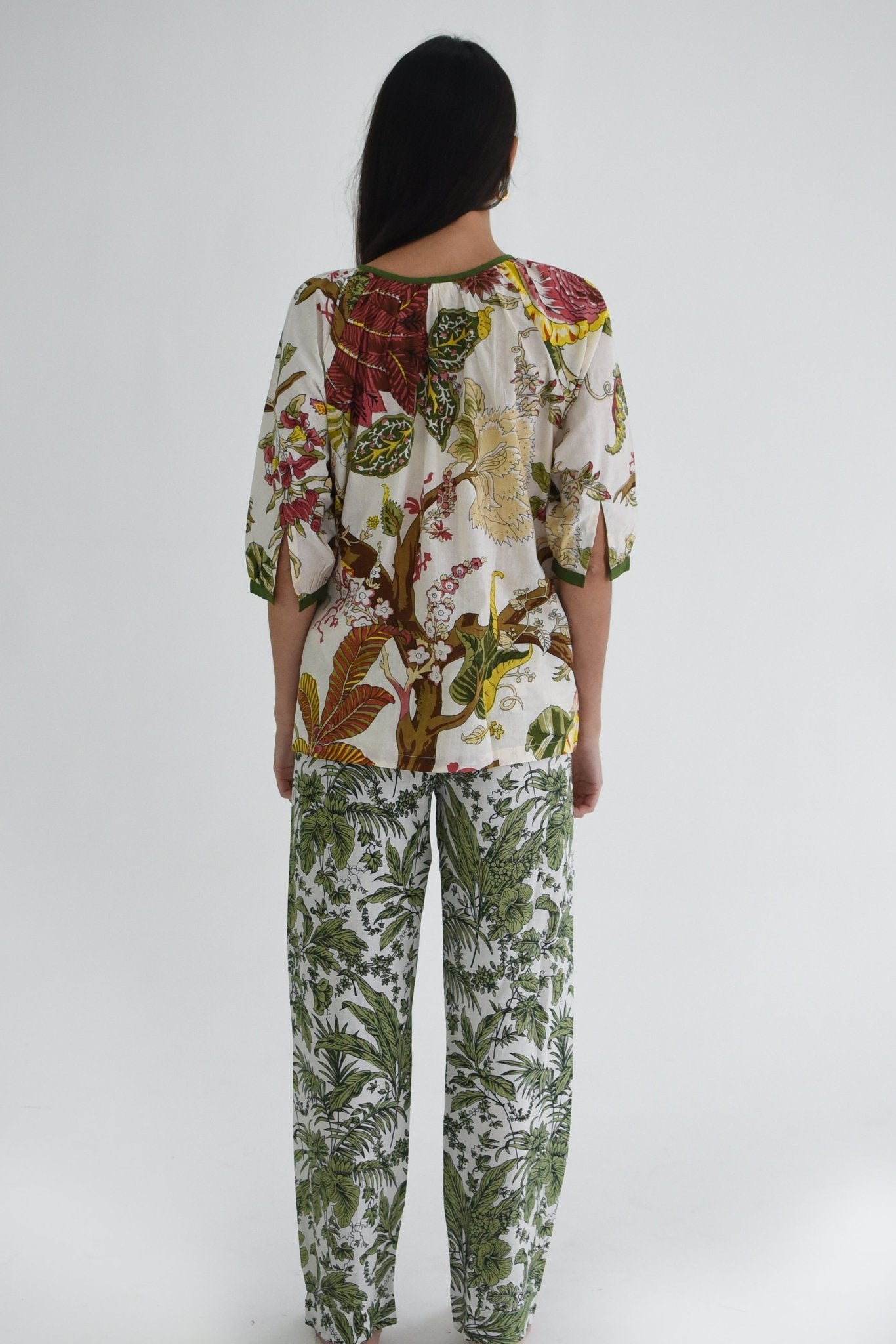 French Pyjamas - Green Floral - Gawjus New Zealand