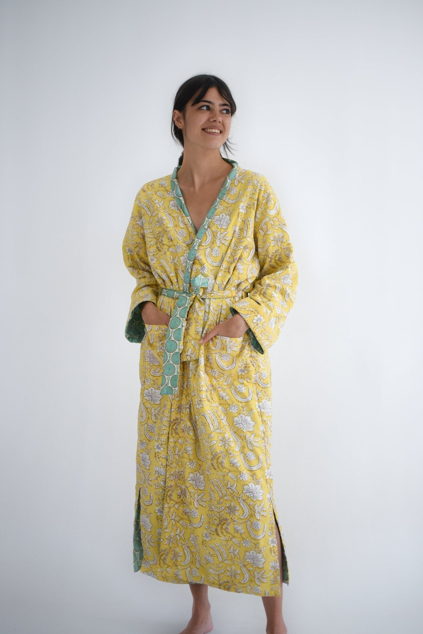 Happy Yellow Winter Robe - Gawjus New Zealand