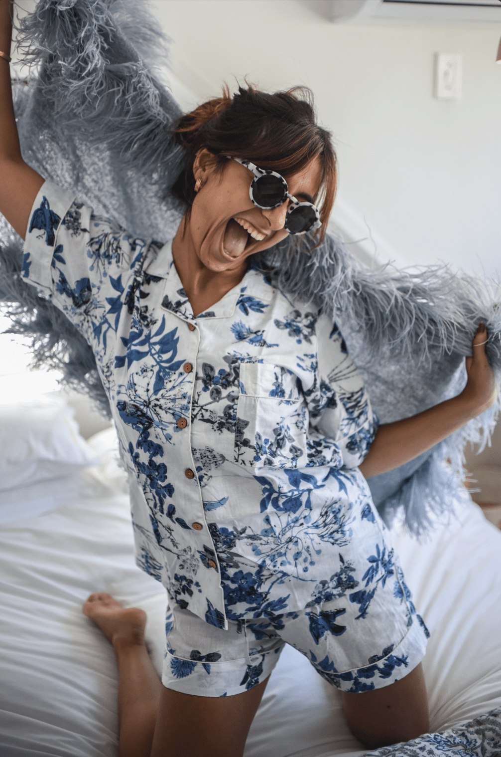 Shorty Pyjamas - Blue Bird - Gawjus New Zealand