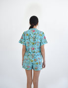 Shorty Pyjamas - Turq Flower - Gawjus New Zealand